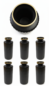 Jarrón de Vidrio Negro Moderno con Borde Dorado, Elegante Florero Decorativo para el Hogar, Sala de Estar, Oficina, Centro de Mesa para Bodas - Product Image 3