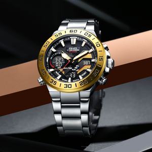 Montre chronographe analogique-numérique de luxe SMAEL 6071, étanche, lumineuse, avec alarme, boîtier/cadran en alliage, bracelet en acier inoxydable - Product Image 2