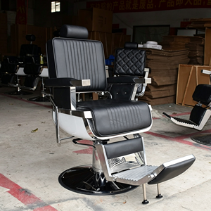 เก้าอี้ทำผมสำหรับร้านตัดผมทำจากหนังสีดำทันสมัยทำจากสแตนเลส - Product Image 4