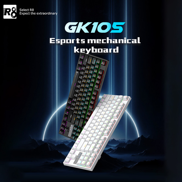 R8 Wholesale Wired Gaming Mechanical Keyboard 87keys RGB Light Accessory for Laptop Computer
