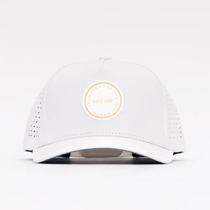 Vente en gros Casquette de camionneur de golf unisexe, imperméable, à séchage rapide, personnalisée, en caoutchouc, avec logo, respirant, découpe au laser, perforée à 5 panneaux - Product Image 2