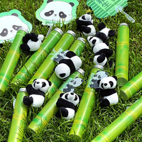 Fábrica Vende Botellas de Bebidas de Plástico con Forma de Bambú y Estampado de Panda, Creativas y Personalizadas