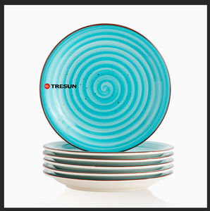 Juego de 6 Platos de Cerámica Pintados a Mano, Juego de Platos Coloridos de 10 Pulgadas, Vajilla de Gres para Cocina - Product Image 6