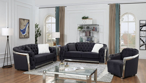 ชุดโซฟาผ้ากำมะหยี่สไตล์โมเดิร์นสำหรับห้องนั่งเล่น ยี่ห้อชานวี่ พร้อมขาเหล็กสแตนเลสสีทอง - Product Image 4