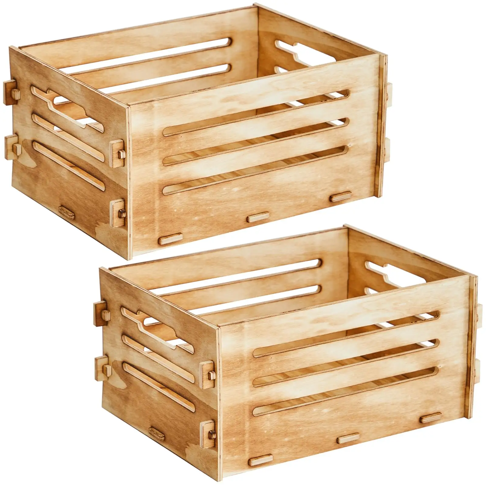 Cokelat antik penyimpanan peti kayu buatan tangan Set kotak rumah pedesaan 3 kotak peti penyimpanan kayu bersarang ekstra besar