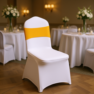 Housses de chaise universelles extensibles en spandex avec rubans dorés, 50 pièces, housses de protection amovibles et lavables pour événements de mariage - Product Image 2