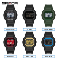 Jam Tangan Digital Pria SANDA 2107 5BAR Tahan Air Tali Karet Persegi Jam Olahraga Kronograf Alarm Stopwatch Jarum Bercahaya