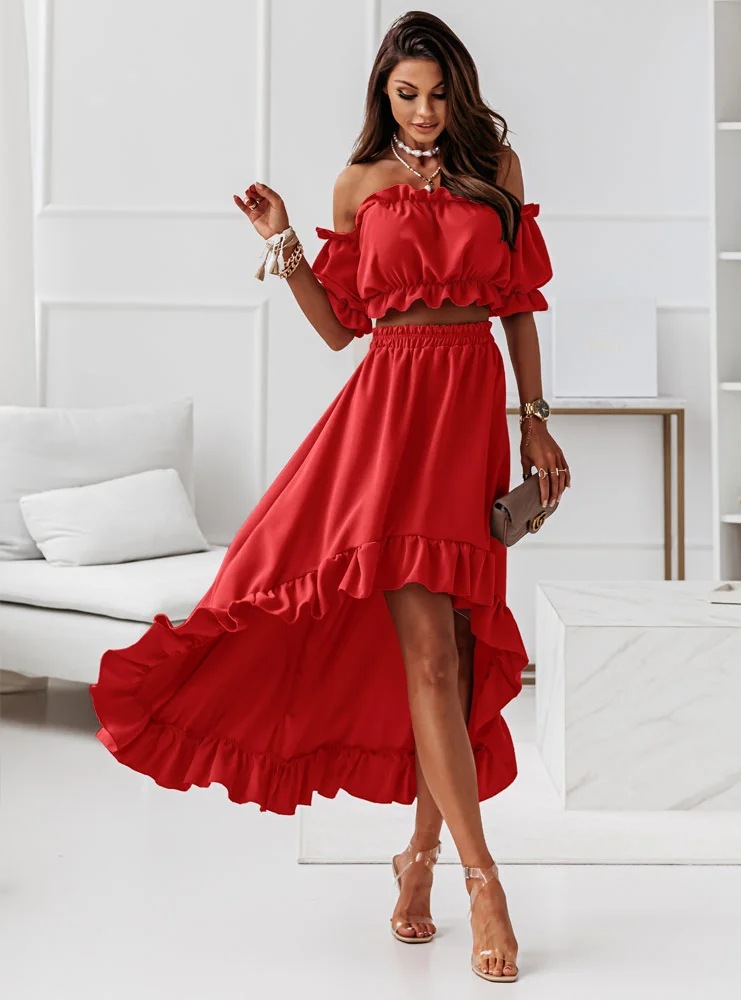 Shop Our Women's Crop Top off Shoulder Dress 2 Piece Set
