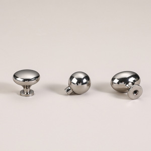 French Style Titanium Silver Cabinet Knobs Zinc Alloy Round Spherical Design Durable Drawer Handle Single Hole Installation - Product Image 2