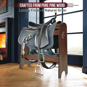 Support de rangement transfrontalier en bois pour selles, support de rangement pour selles de style western, support de rangement en bois massif pour selles de cheval, support de rangement intérieur en bois pour l'équitation - Product Image 2