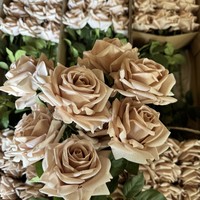 Vente en gros d'usine, roses artificielles en soie de qualité supérieure, en vrac, pas chères, branche unique de 65 cm, 12 cm, rose rouge, toucher réel, pour la décoration