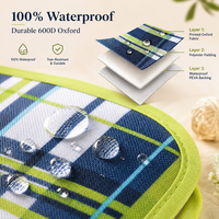 Couverture de pique-nique pour le camping en plein air, tricotée, en Oxford 600D avec revêtement imperméable en PEVA, 80x60 pouces, pliable, OEM ODM, logo personnalisé, marque privée