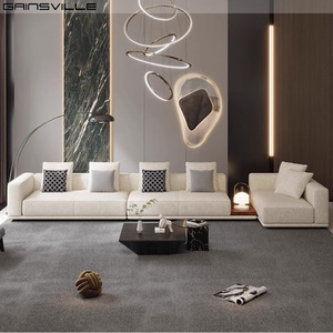 Foshan ultimi disegni moderni popolari soggiorno Base in metallo tessuto bianco divano divano velluto Lobby divani curvi - Product Image 2