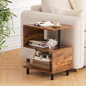Table d'appoint de salon SENYU, petite table d'appoint avec structure métallique renforcée et pieds réglables - Product Image 1