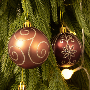 Tendance 2026 : Lot de 12 ornements circulaires en plastique de luxe personnalisés, incassables, imprimés en sérigraphie, couleur chocolat et café, pour suspension sur arbre - Product Image 2