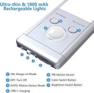 خزانة خزانة مغناطيسية بإضاءة ليد رقيقة للغاية قابلة لإعادة الشحن ، خزانة ملابس قابلة للإضاءة 3 ألوان - Product Image 3