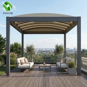 Pérgola Retráctil Curva de Aluminio con Ahorro de Energía, Opción de LED Solar, Resistente al Viento, Gazebo para Jardín Exterior - Product Image 4