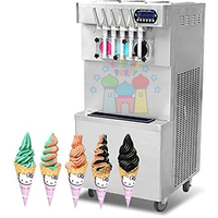 Machine commerciale de crème glacée molle de yaourt de cinq saveurs transparente réfrigérée faite avec des ingrédients de maïs d'eau de lait de fruit