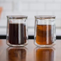 Tasse en verre à double paroi créative à ouverture unique, tasse à café latte américaine en verre borosilicate haute résistance, tasse de partage