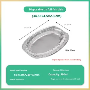Plateau à <span class=keywords><strong>poisson</strong></span> en aluminium gaufré ovale, résistant aux hautes températures, jetable pour barbecue - Product Image 4