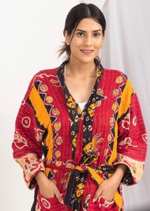 Wholesale Handmade Kantha Jacket for Women Vintage Reversible Cotton <b>Quilted</b> Jacket Indian Block Print Boho Ethnic <b>Winter</b> Casual - Product Image 5