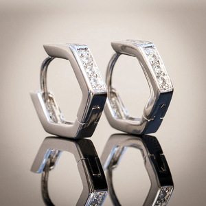 Orecchini a Cerchio Esagonali Minimalisti per Donne, Gioielli Geometrici Scintillanti per Uso Quotidiano - Product Image 5