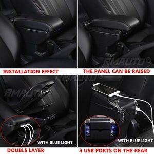 <span class=keywords><strong>Accoudoir</strong></span> double couche pour Renault <span class=keywords><strong>Duster</strong></span> 2010-2015, boîte de rangement en cuir PU avec 7 ports USB pour Nissan Terrano 3 2014-2018 - Product Image 2