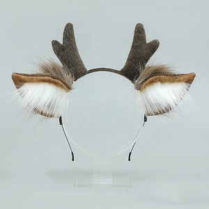 Halloween y Navidad orejas <span class=keywords><strong>de</strong></span> animales <span class=keywords><strong>de</strong></span> peluche accesorios <span class=keywords><strong>de</strong></span> disfraz Elk Deer Antler diademas para niños adultos decoraciones <span class=keywords><strong>de</strong></span> fiesta - Product Image 1