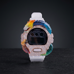 Reloj Deportivo Digital de Acero Inoxidable con Diseño de Dragón, Esfera de Cristal, Patrón de Dragón Colorido, Caja y Correa de Moissanita Unisex de 40 mm - Product Image 3