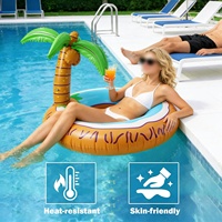 Bouée gonflable pour adultes en forme de palmier, thème Hawaï, pour piscine, plage, fête estivale, divertissement aquatique