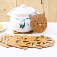 Sous-verre en bois ajouré au design coréen, motif dessin animé, isolant thermique, antidérapant, anti-brûlure, pour cuisine, dessous de plat, dessous de bol, dessous de casserole