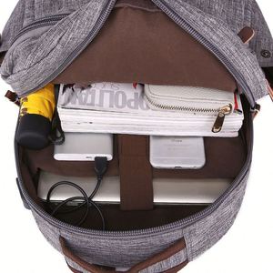 Minimalist Grey <b>Laptop</b> <b>Backpack</b>, Durable Polyester Business <b>Backpack</b>, Casual Daypack for Office School Travel - Product Image 2