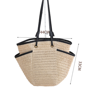 女式休闲手提包沙滩包新款简约时尚大容量草编单肩纸绳手提包涤纶内衬 - Product Image 5