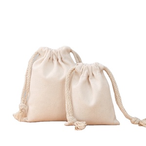 Pochette cadeau en coton mousseline écologique pour bijoux, sac à cordon personnalisé en toile de coton bio blanc avec logo - Product Image 6