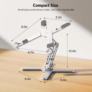 Soporte para portátil con ángulos de altura ajustables ergonómicos, elevador de portátil plegable giratorio de 360 pulgadas para escritorio, soporte plegable para portátil - Product Image 5