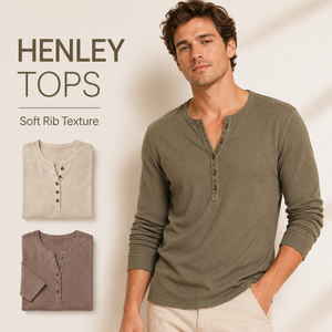 Camiseta <strong>Henley</strong> <strong>Tops</strong> for <strong>Men</strong> Long Sleeve Ribbed Cotton Button Neck Casual Slim Fit Vintage Shirt Wholesale OEM Factory Supplier - Product Image 1