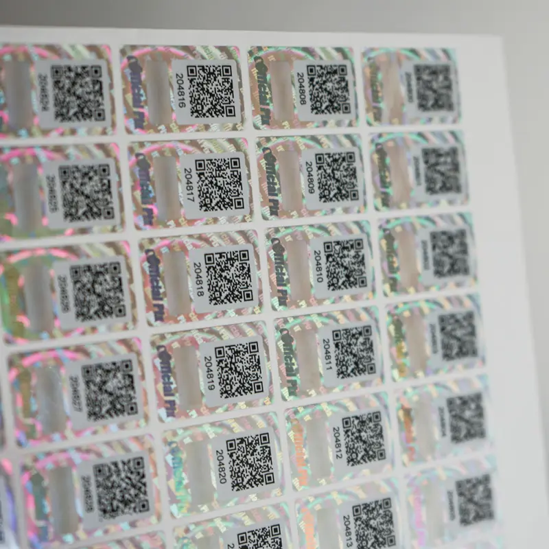 Aangepaste Authenticiteit Querysysteem Gedrukt Waterdichte Tags Beveiliging Qr Code Label Uniek Serienummer 3d Holografische Leegte Sticker