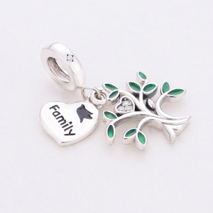 Breloques Pan en Argent, Vert, Rose, Perles Zircon Colorées en forme d'Arbre Généalogique et de Lettre, compatibles avec Bracelet Original, Bijoux Anniversaire Fille Berluque - Product Image 5