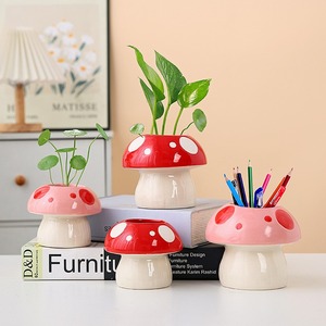 MSH Vaso in Ceramica a Forma di Fungo Cartoonesco, Portapenne Idroponico, Regalo <span class=keywords><strong>per</strong></span> Ragazze - Product Image 1