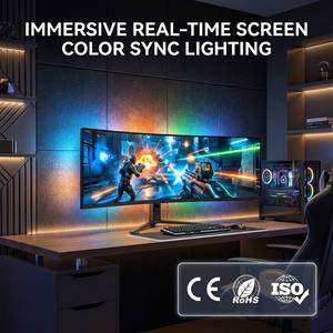 Bande lumineuse <span class=keywords><strong>LED</strong></span> intelligente RGBIC RGB Sync pour écran, rétroéclairage de moniteur, ambiance gaming, synchronisation des couleurs, alimentation USB, contrôle par application, 5M - Product Image 1