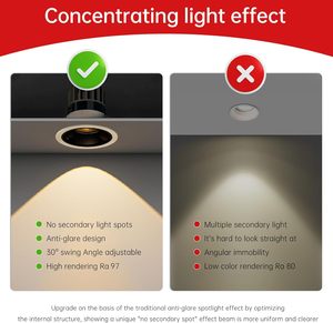 Modern Home Office Hotel Mall Indoor High Lumen Anti-Glare 20W COB LED Aluminum Recessed <b>Spotlight</b> 1400LM - Product Image 4