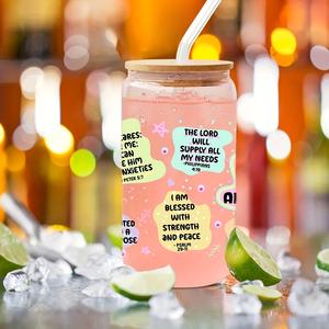 โถแก้วพร้อมฝาไม้ไผ่และถ้วยแก้วอเนกประสงค์นำกลับมาใช้ใหม่ได้สร้างแรงบันดาลใจคัมภีร์ไบเบิล - Product Image 5