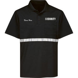 Đen an ninh pocketed Polo với sọc phản chiếu và logo tùy chỉnh 100% polyester khô phù hợp với công việc Mặc Bảo vệ an ninh t Áo sơ mi - Product Image 5