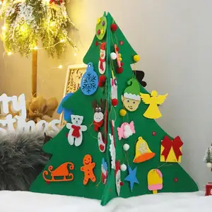 3D DIY 펠트 크리스마스 트리 크리스마스 장식품 크리스마스 장식 트리 벽 매달려 크리스마스 선물 홈 Navidad