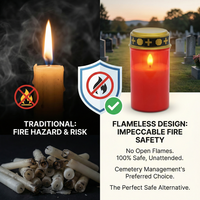 Bougie LED solaire extérieure en plastique rouge, résistante au vent et à l'eau, pour cimetière, vente en gros