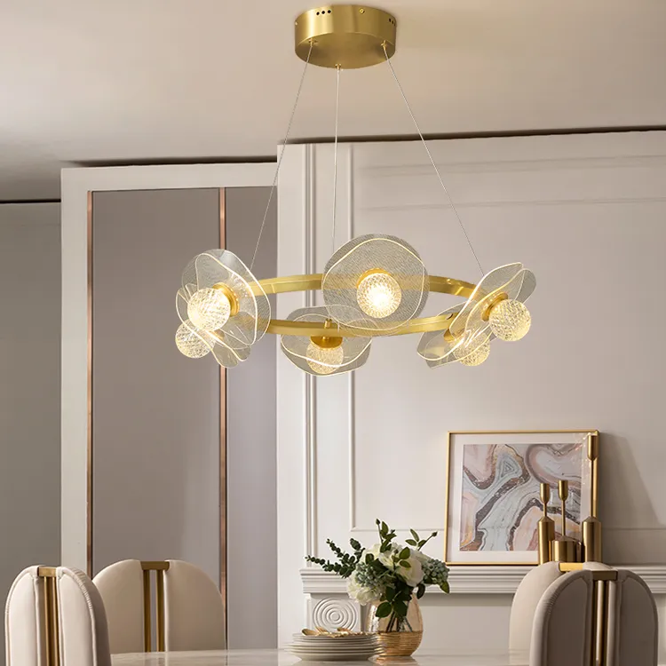 Light luxury chandelier 2022 bedroom chandelier lotus post-modern minimalist living room chandelier