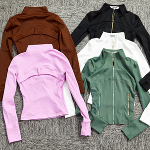 Chaqueta de mujer Slim Fitness Gym Wear Ladies <span class=keywords><strong>Yoga</strong></span> Clothes Sports Seamless Turtleneck Cardigan Basics Jacket Transpirable <span class=keywords><strong>Yoga</strong></span> Top - Product Image 1