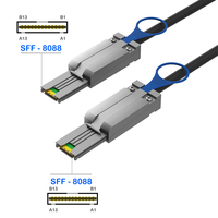 Kabel Mini SAS SFF-8088 Male to Male dengan Cangkang Logam dan Pengunci Tarik, Kabel Kecepatan Tinggi Berpelindung Tembaga Timah untuk Server Disk Array