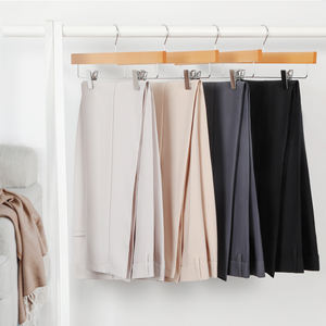 Natural Solid Wood Heavy Duty Anti-Slip Skirt Short Jeans Trouser <strong>Hanger</strong> Wooden Pants <strong>Hangers</strong> 2 Adjustable Supermarket Store - Product Image 2