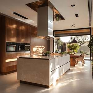 Nuevo Diseño Personalizado de Madera Maciza y MDF, Puerta de Vidrio, Armario de Madera con Puertas Batientes, Mueble de Cocina para Uso Doméstico, para Dormitorio y Cocina - Product Image 1